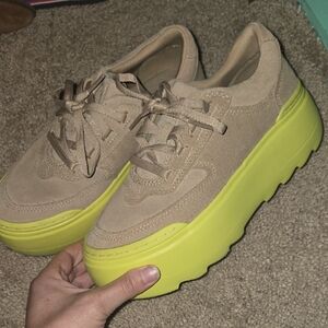 UGG Tan and Neon Yellow Women's Sneakers